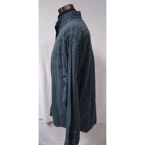 Dockers Men Large Green Blue Stripe Long Sleeve Button Up Embroidered Logo Shirt - Picture 9 of 11